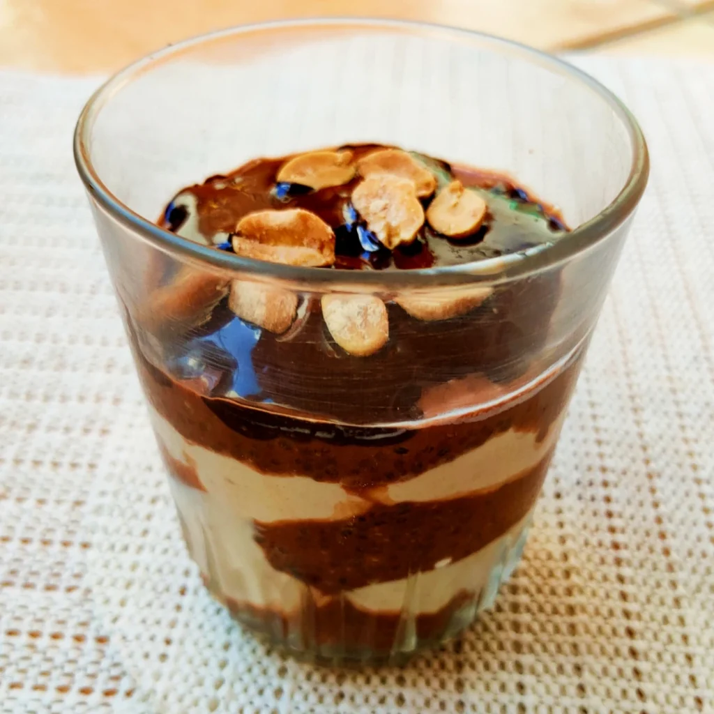Low FODMAP Snickers Chia Pudding - Result