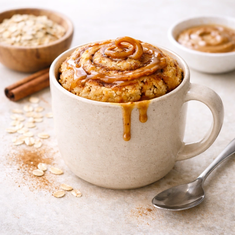 Low FODMAP Cinnamon Roll Mug Cake - Ready in 5 minutes