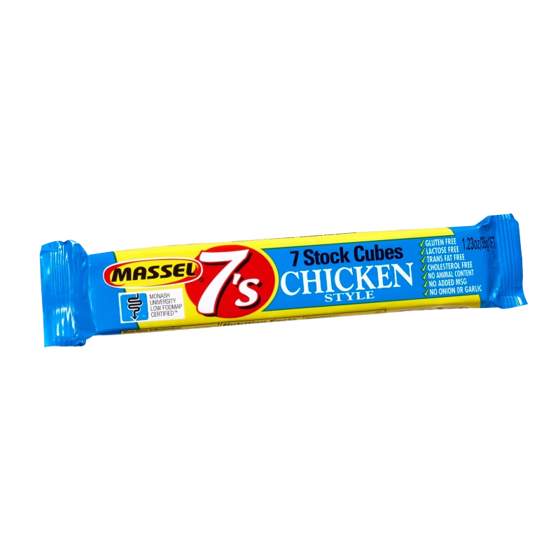 Low FODMAP Chicken Broth Brands - MASSEL 7's Compressed Cubes Chicken Style